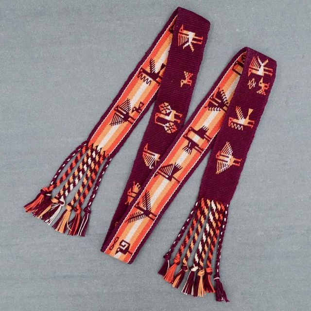 dubbelgeweven band met vogels