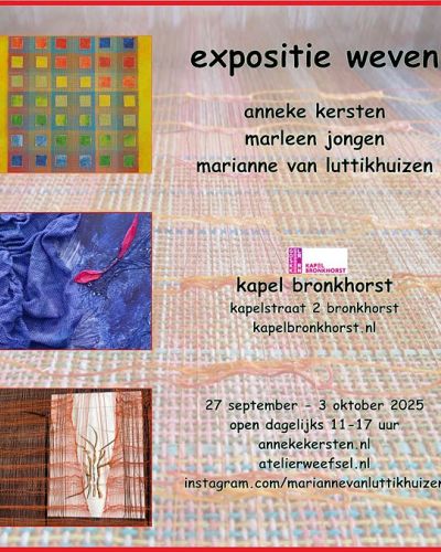 flyer voor de weef expositie van Anneke Kersten in kapel Bronkhorst