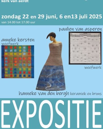 flyer voor de expositie van brons en weefwerk van de kunstkringhge